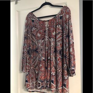 Plus size pretty paisley peasant blouse